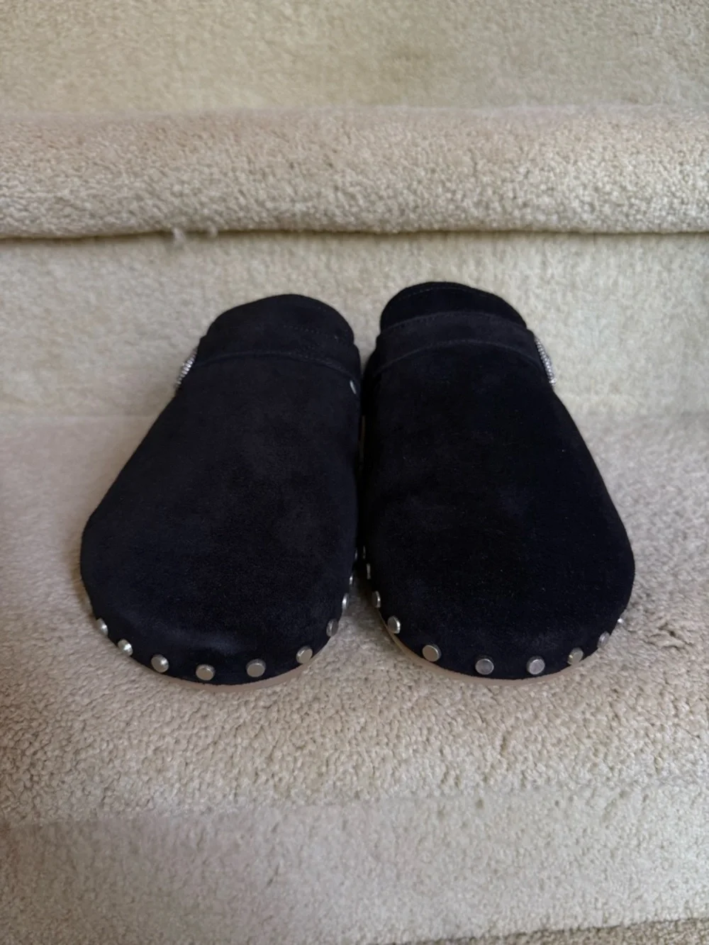 sezane lotta mule size 42 Men's Black Suede Studded Slip-On Clog